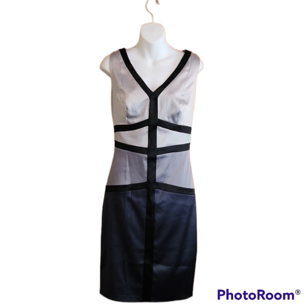 NWT Sangria Black/Silver/Gray Colorblock Bodycon Dress Size 10